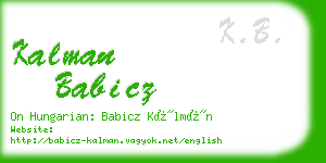 kalman babicz business card